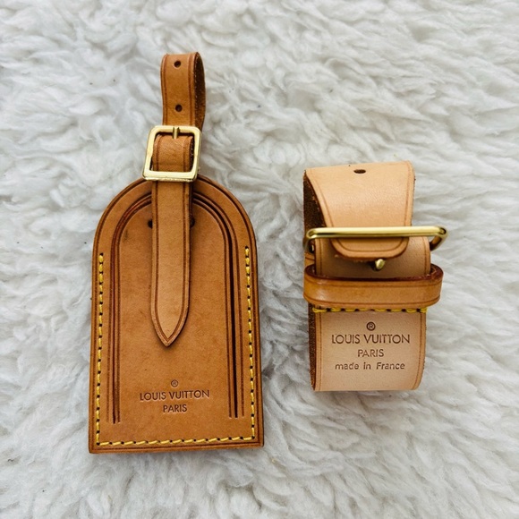 Louis Vuitton Brown Leather Luggage Tag/Piognet Set - Picture 4 of 10